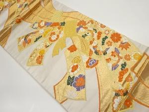 束ね熨斗に鶴・花・宝尽くし模様織出し袋帯